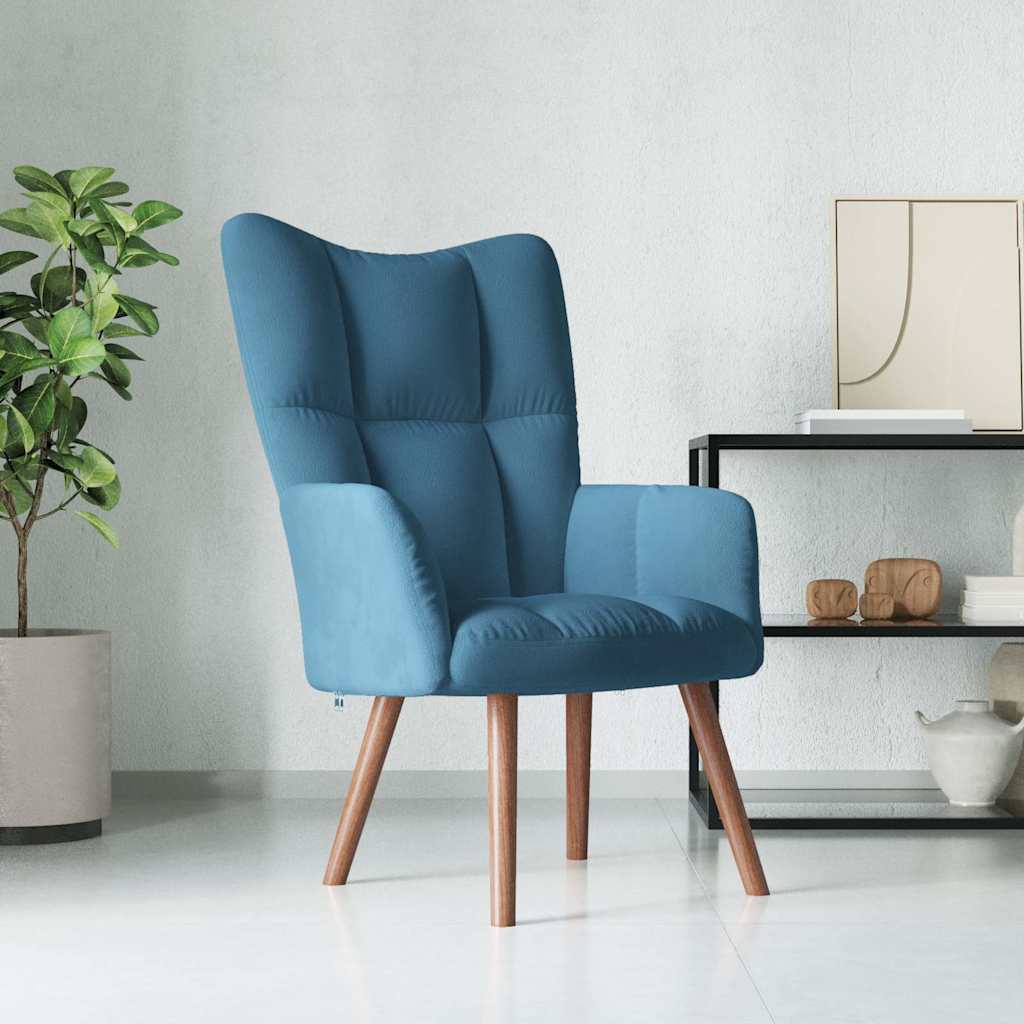 Sedia Relax Blu In Velluto