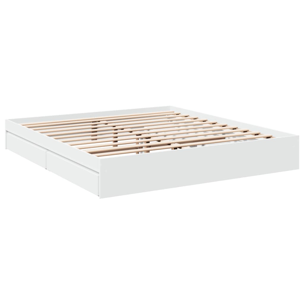 Giroletto Con Cassetti Bianco 180x200 Cm In Legno Multistrato - Image 3