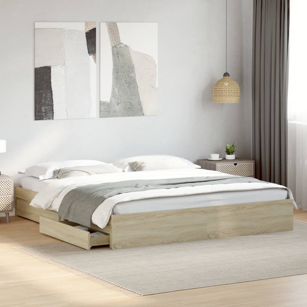 Giroletto Cassetti Rovere Sonoma 180x200 Cm Legno Multistrato