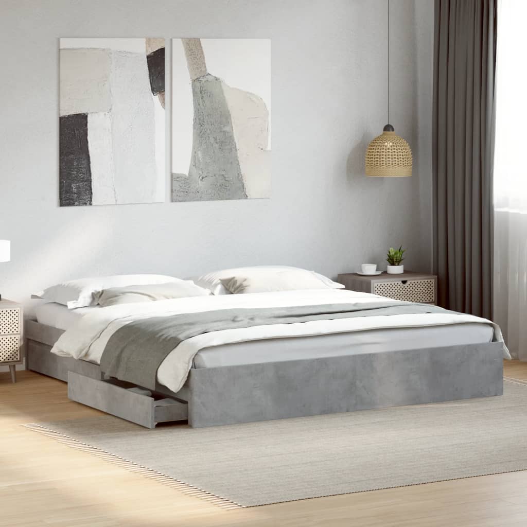 Giroletto Cassetti Grigio Cemento 180x200 Cm Legno Multistrato