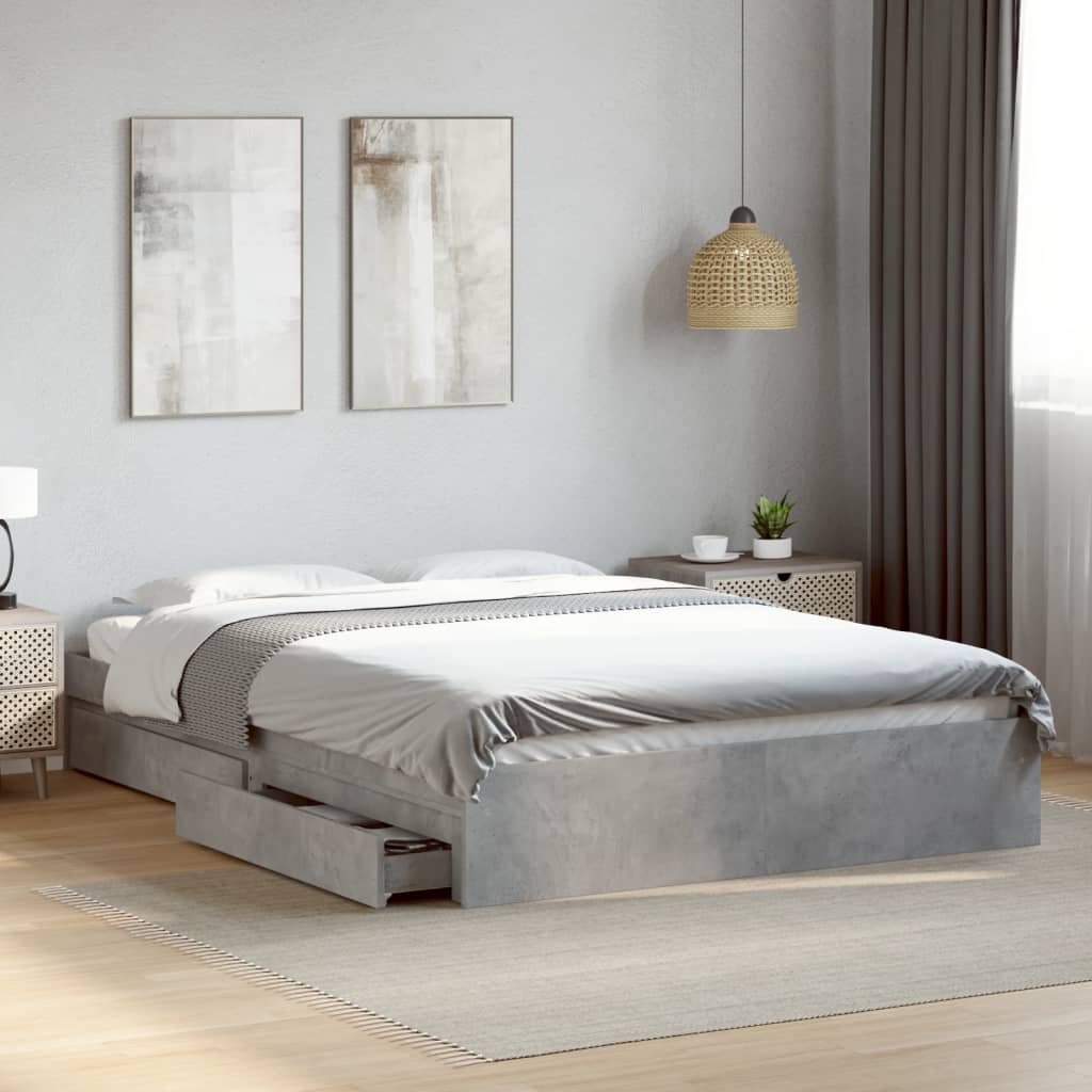Giroletto Cassetti Grigio Cemento 160x200 Cm Legno Multistrato