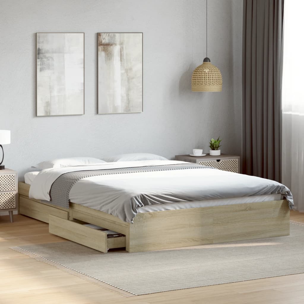 Giroletto Cassetti Rovere Sonoma 150x200 Cm Legno Multistrato