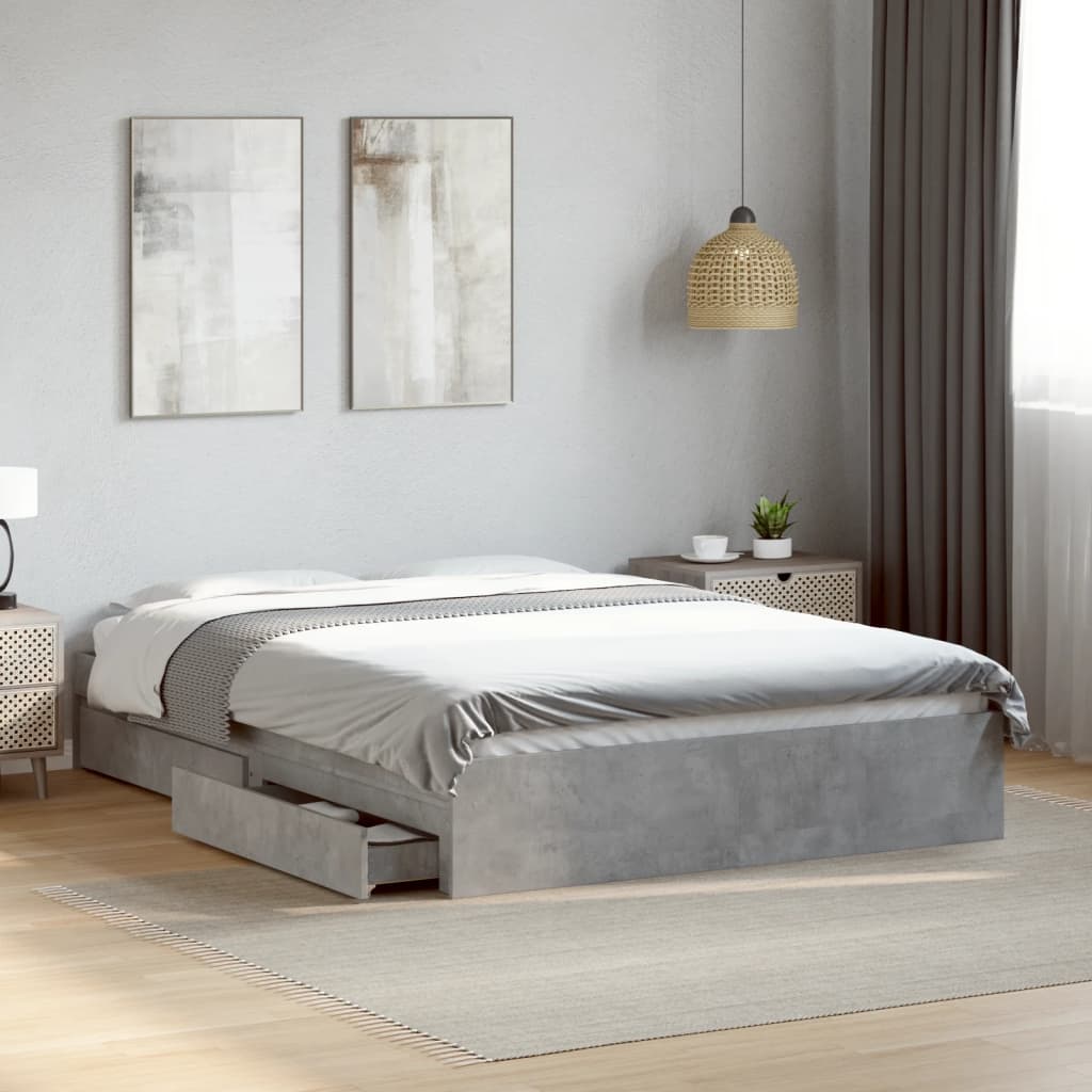 Giroletto Cassetti Grigio Cemento 140x200 Cm Legno Multistrato