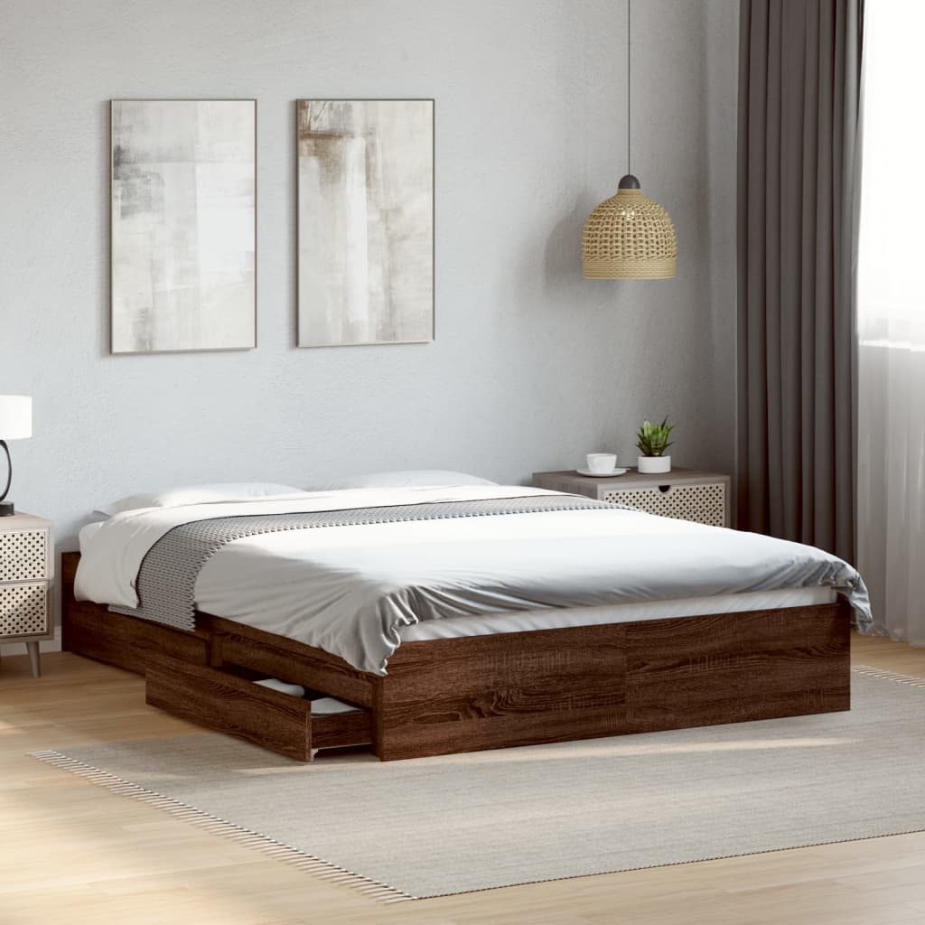 Giroletto Cassetti Rovere Marrone 120x200 Cm Legno Multistrato
