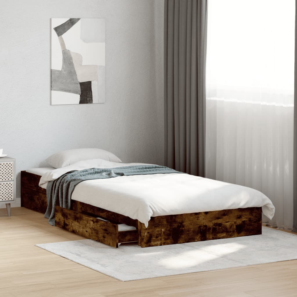 Giroletto Con Cassetti Rovere Fumo 100x200 Cm Legno Multistrato