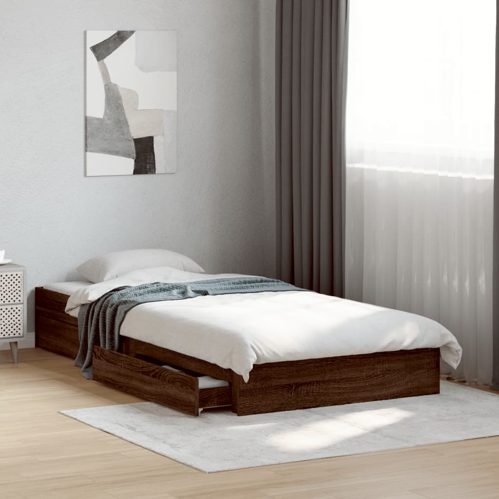 Giroletto Cassetti Rovere Marrone 100x200 Cm Legno Multistrato