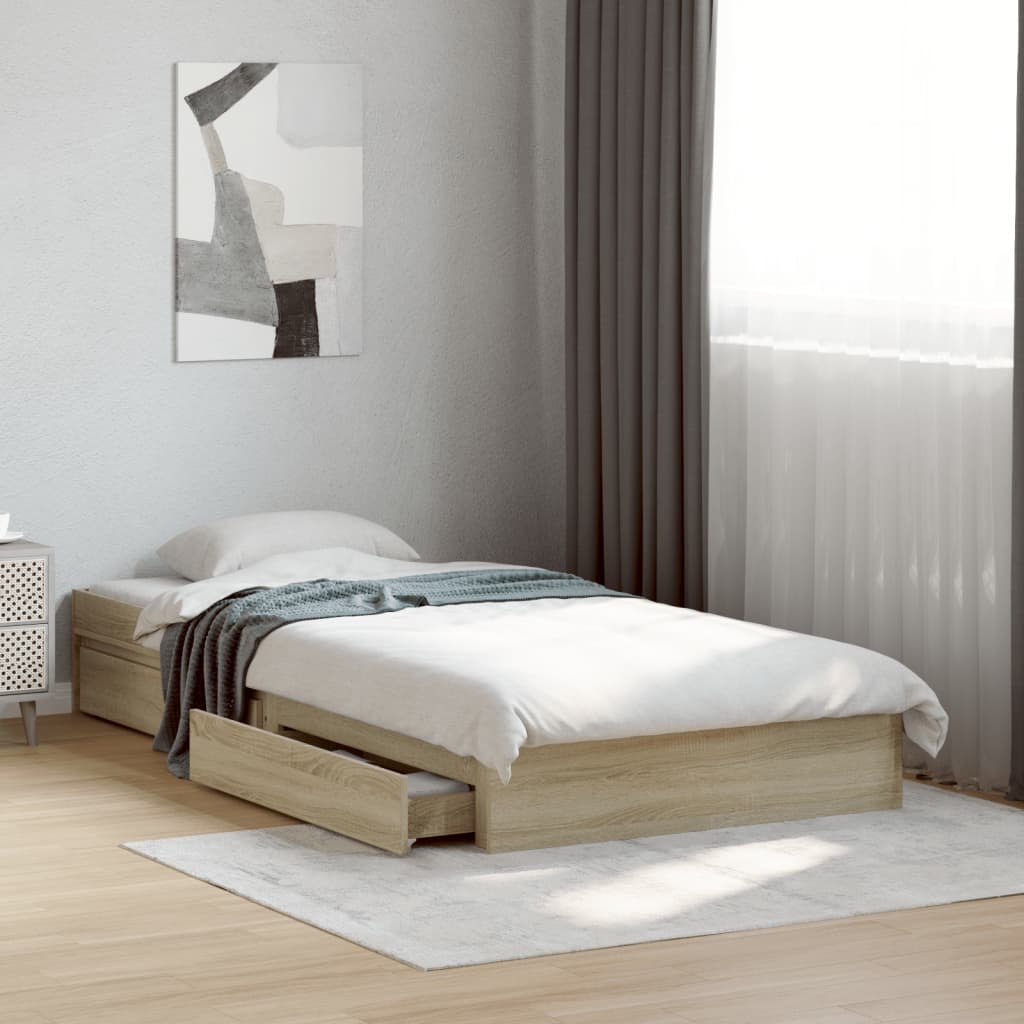 Giroletto Cassetti Rovere Sonoma 90x200 Cm Legno Multistrato