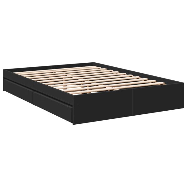 Giroletto Con Cassetti Nero 135x190 Cm In Legno Multistrato - Image 3