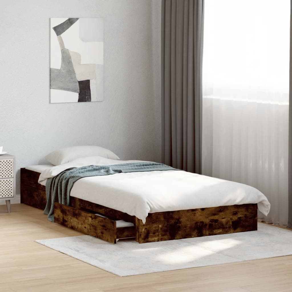 Giroletto Con Cassetti Rovere Fumo 90x190 Cm Legno Multistrato