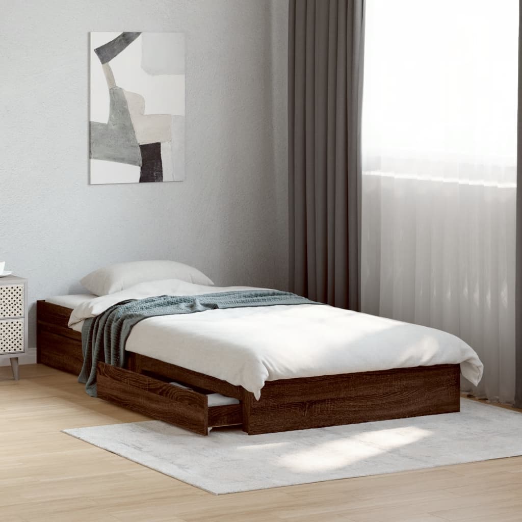 Giroletto Cassetti Rovere Marrone 90x190 Cm Legno Multistrato