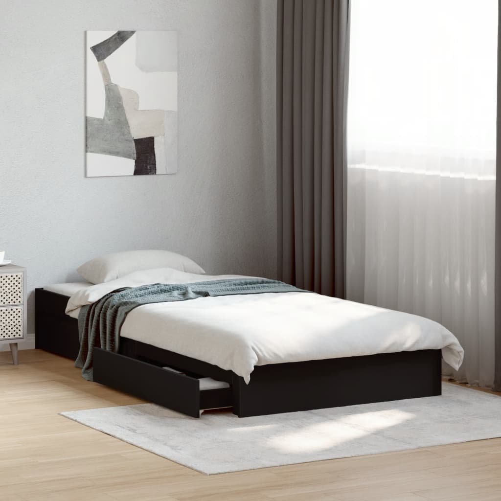 Giroletto Con Cassetti Nero 75x190 Cm In Legno Multistrato