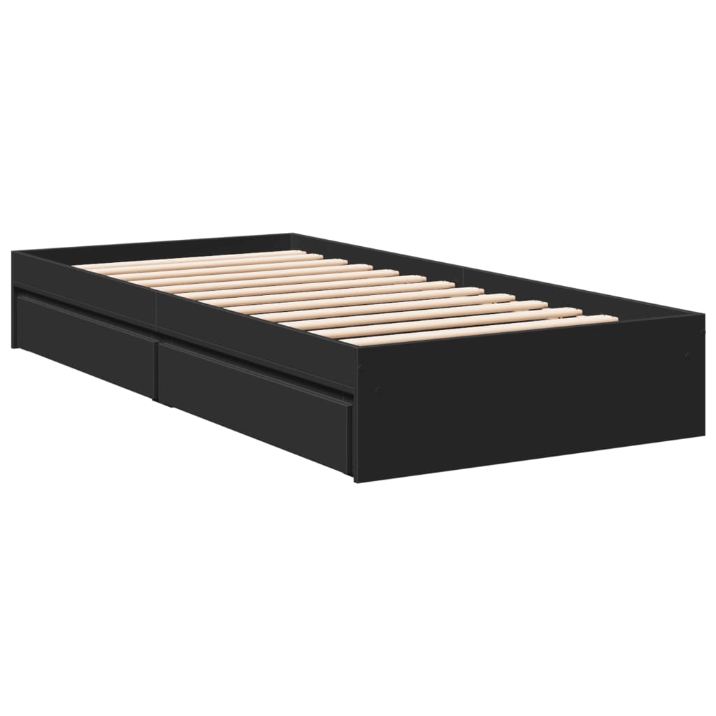 Giroletto Con Cassetti Nero 75x190 Cm In Legno Multistrato - Image 6