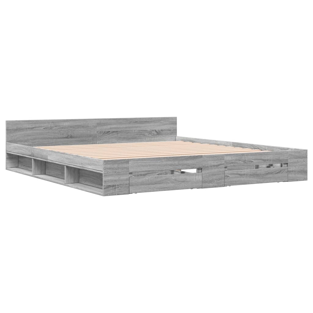 Giroletto Cassetti Grigio Sonoma 180x200 Cm Legno Multistrato - Image 3