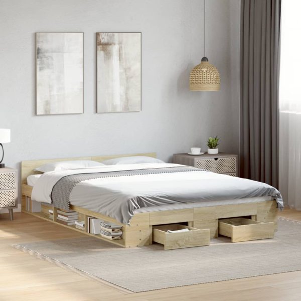 Giroletto Cassetti Rovere Sonoma 160x200 Cm Legno Multistrato