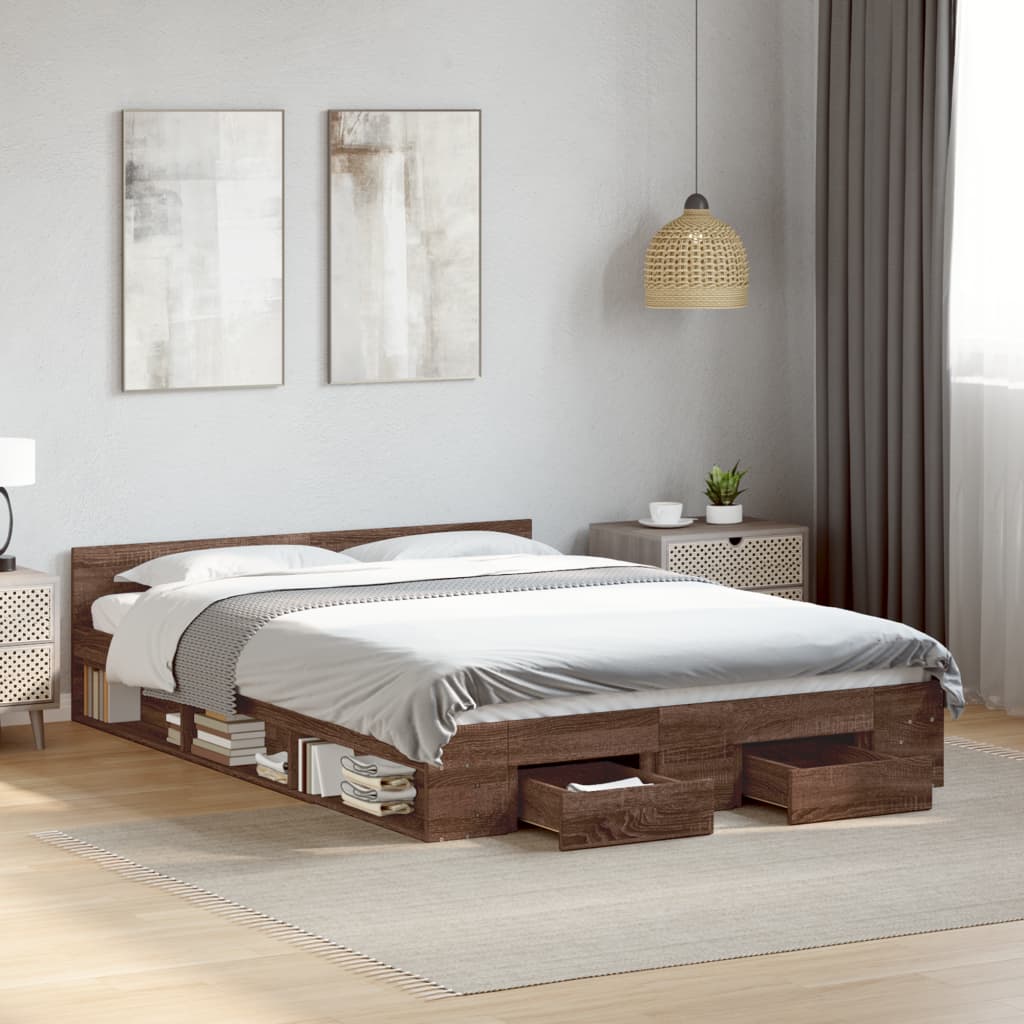 Giroletto Cassetti Rovere Marrone 150x200 Cm Legno Multistrato