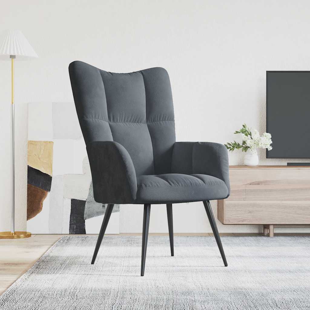 Sedia Relax Grigio Scuro In Velluto