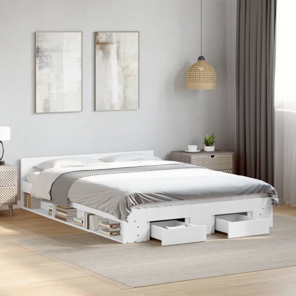 Giroletto Con Cassetti Bianco 140x190 Cm In Legno Multistrato