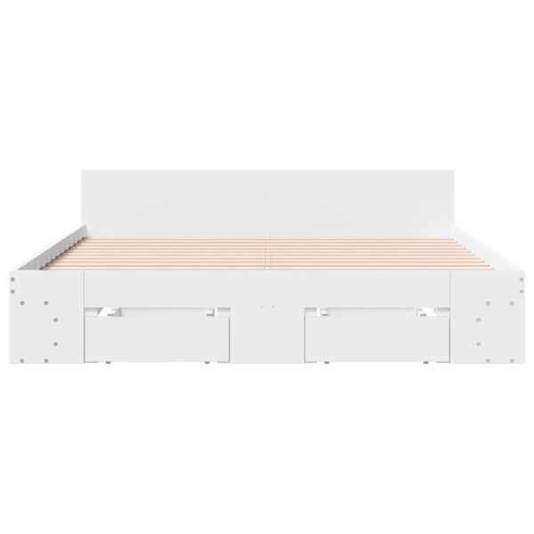 Giroletto Con Cassetti Bianco 140x190 Cm In Legno Multistrato - Image 4