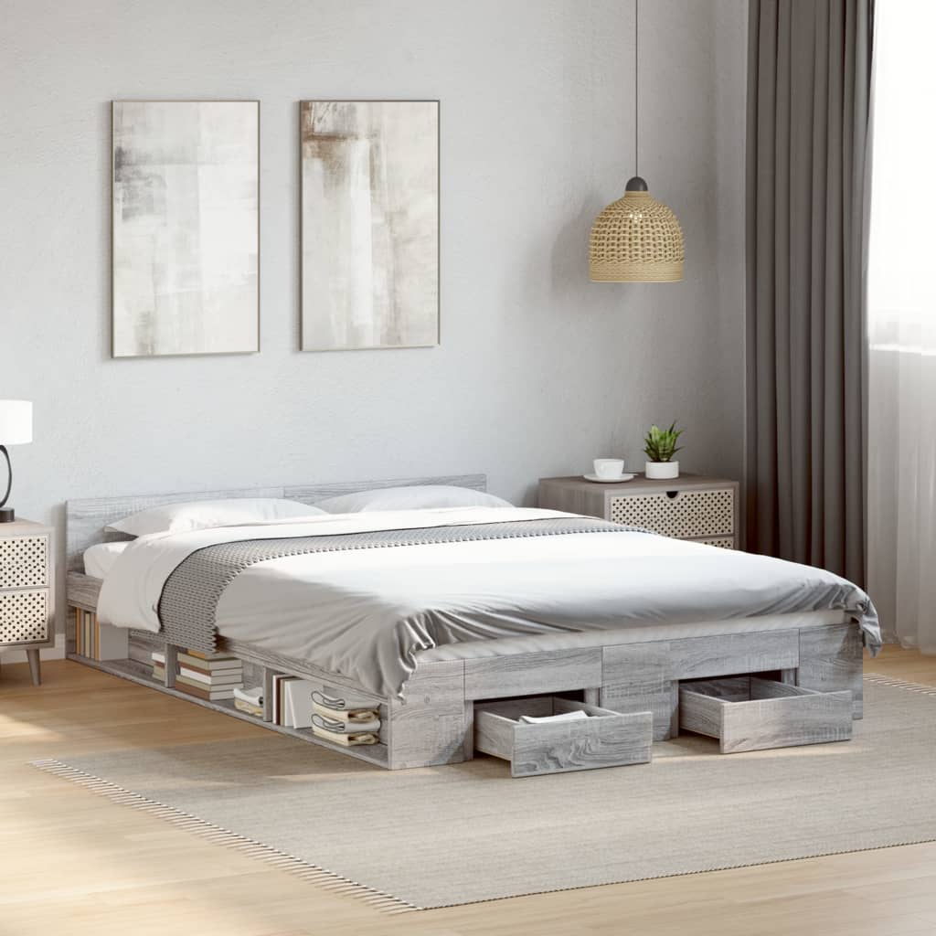 Giroletto Cassetti Grigio Sonoma 120x190 Cm Legno Multistrato