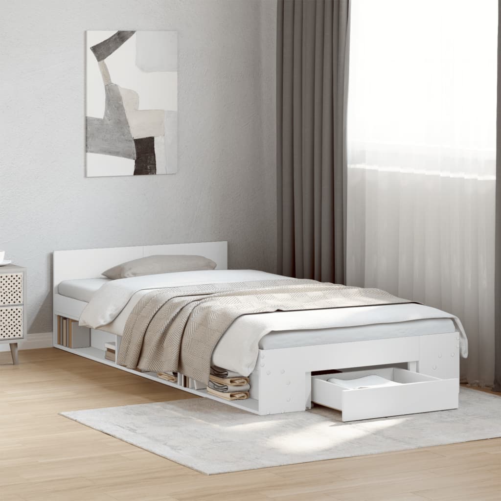 Giroletto Con Cassetto Bianco 100x200 Cm In Legno Multistrato