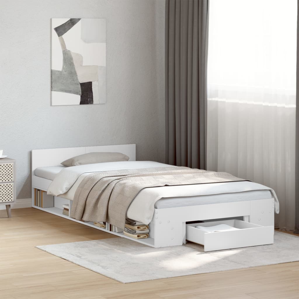 Giroletto Con Cassetto Bianco 90x200 Cm In Legno Multistrato