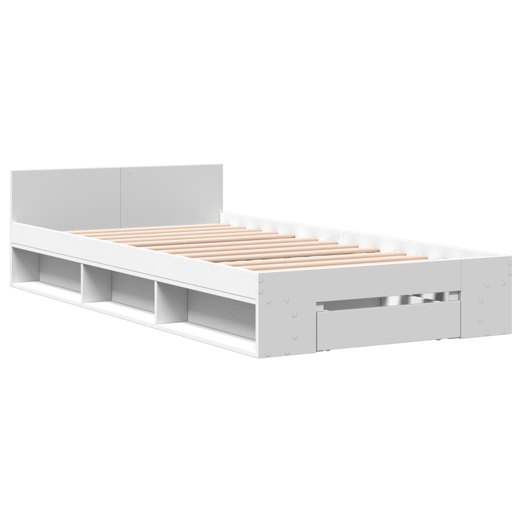 Giroletto Con Cassetto Bianco 90x200 Cm In Legno Multistrato - Image 3