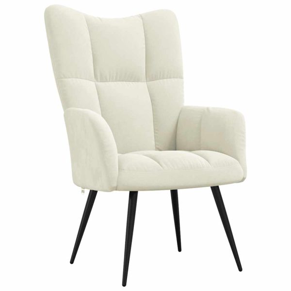 Sedia Relax Bianco Crema Velluto - Image 2