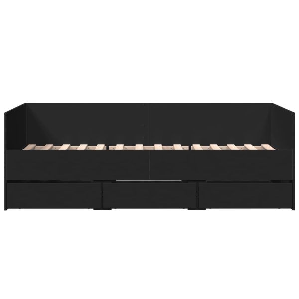 Divano Letto Con Cassetti Senza Materasso Nero 75x190 cm - Image 4