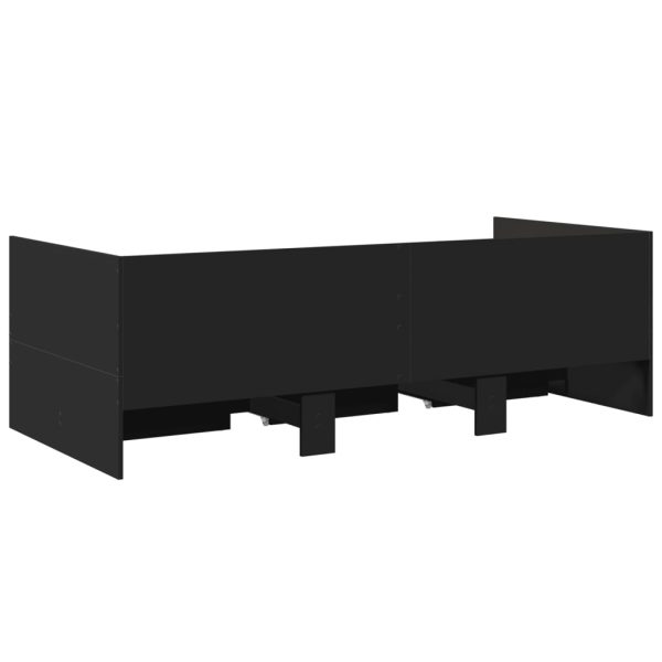 Divano Letto Con Cassetti Senza Materasso Nero 75x190 cm - Image 6