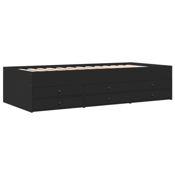 Divano Letto Con Cassetti Senza Materasso Nero 90x200 cm - Image 3