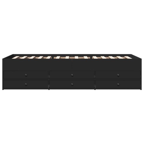 Divano Letto Con Cassetti Senza Materasso Nero 90x200 cm - Image 4