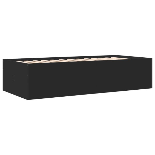 Divano Letto Con Cassetti Senza Materasso Nero 90x200 cm - Image 6