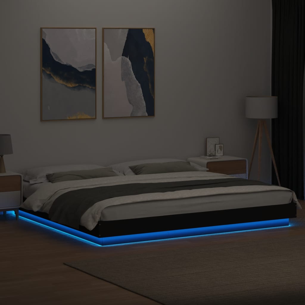 Giroletto Con Luci Led Nero 200x200 Cm In Legno Multistrato - Image 4