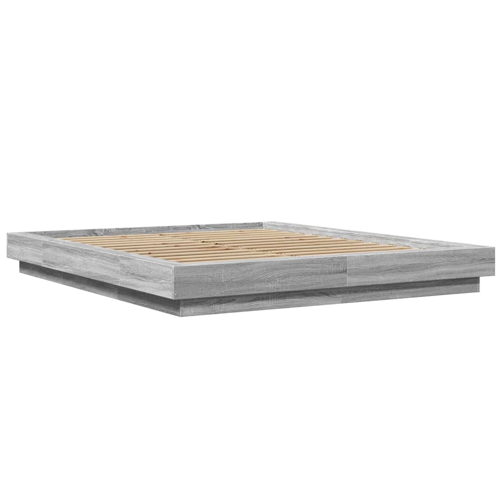 Giroletto Luci Led Grigio Sonoma 160x200 Cm Legno Multistrato - Image 3