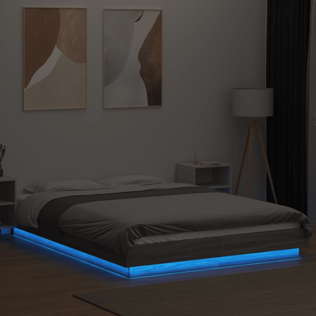 Giroletto Luci Led Grigio Sonoma 140x200 Cm Legno Multistrato - Image 4