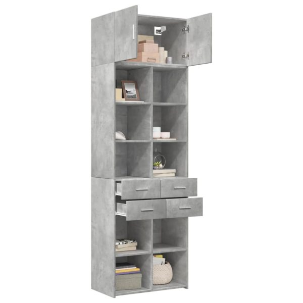 Armadietto Grigio Cemento 70x42,5x225 Cm In Legno Multistrato - Image 3