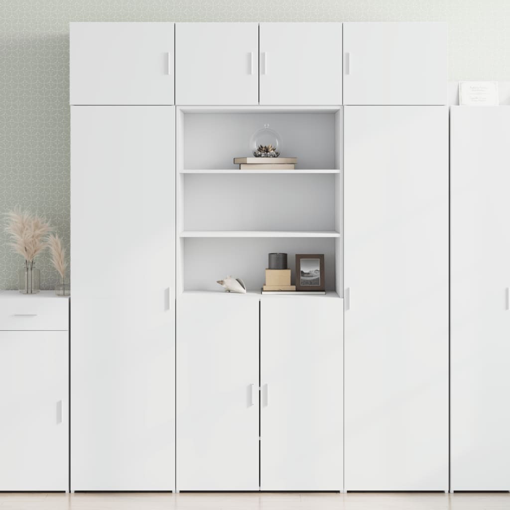 Credenza Bianca 80x42,5x185 Cm In Legno Multistrato