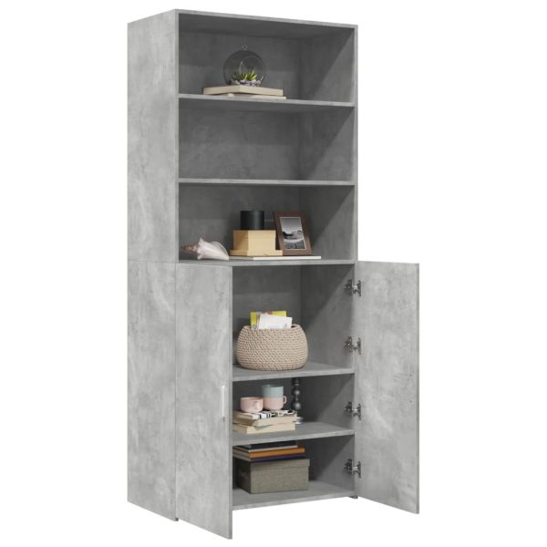 Credenza Grigio Cemento 80x42,5x185 Cm In Legno Multistrato - Image 3