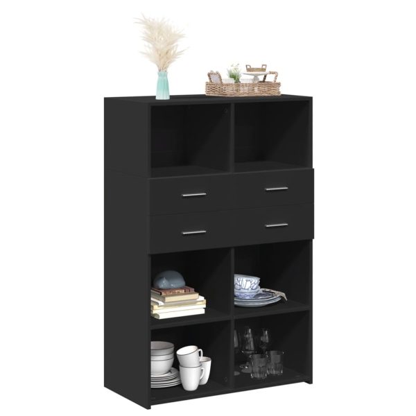 Credenza Nera 80x42,5x124 Cm In Legno Multistrato - Image 3