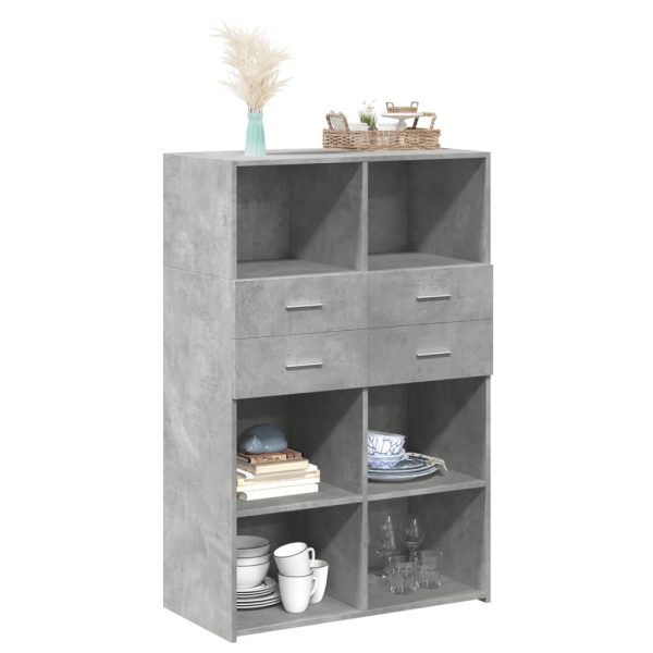 Credenza Grigio Cemento 80x42,5x124 Cm In Legno Multistrato - Image 3