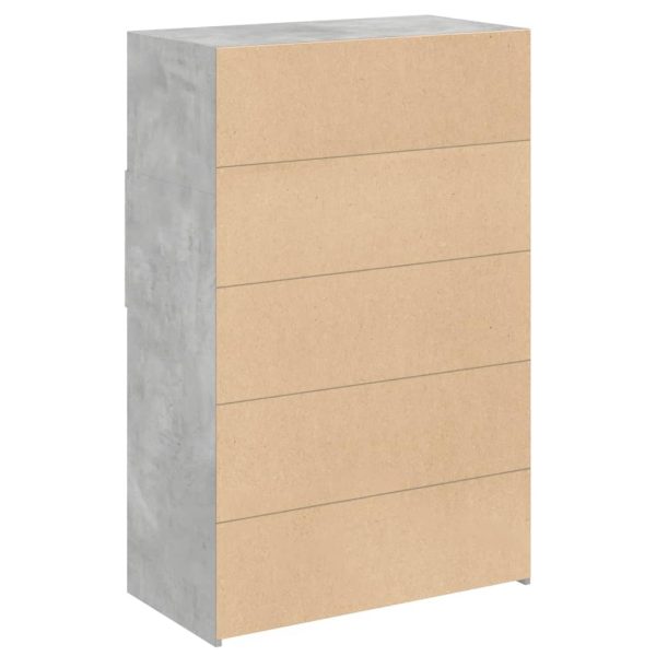 Credenza Grigio Cemento 80x42,5x124 Cm In Legno Multistrato - Image 6