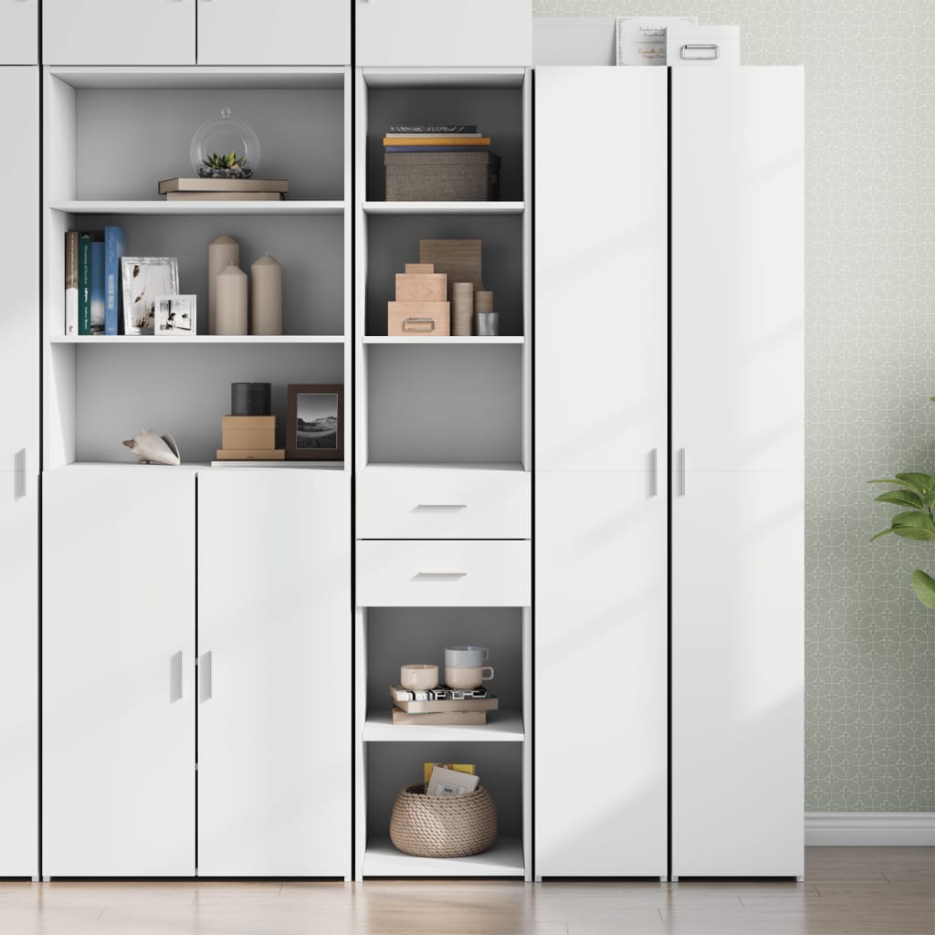 Credenza Bianca 40x42,5x185 Cm In Legno Multistrato