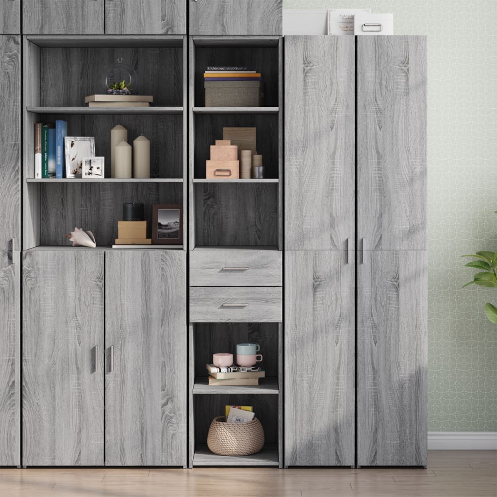Credenza Grigio Sonoma 40x42,5x185 Cm In Legno Multistrato