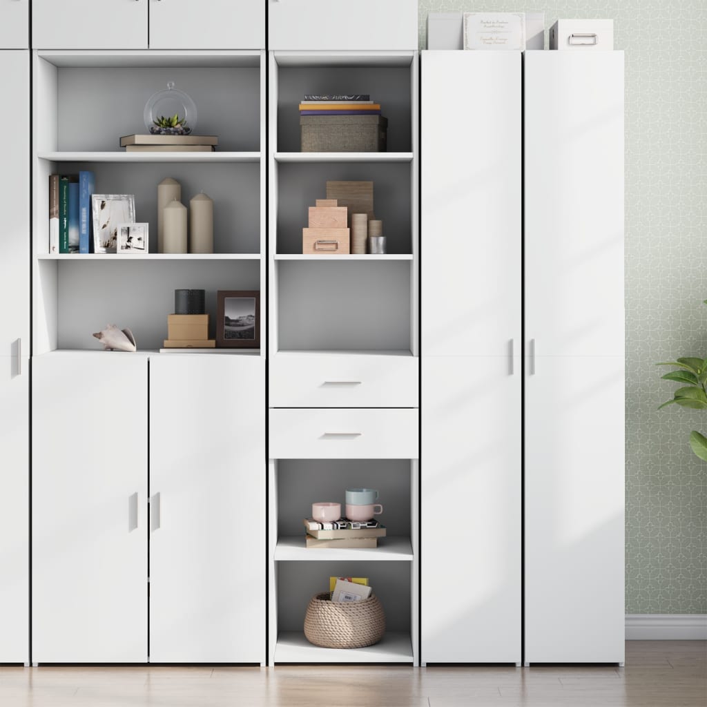 Credenza Bianca 45x42,5x185 Cm In Legno Multistrato