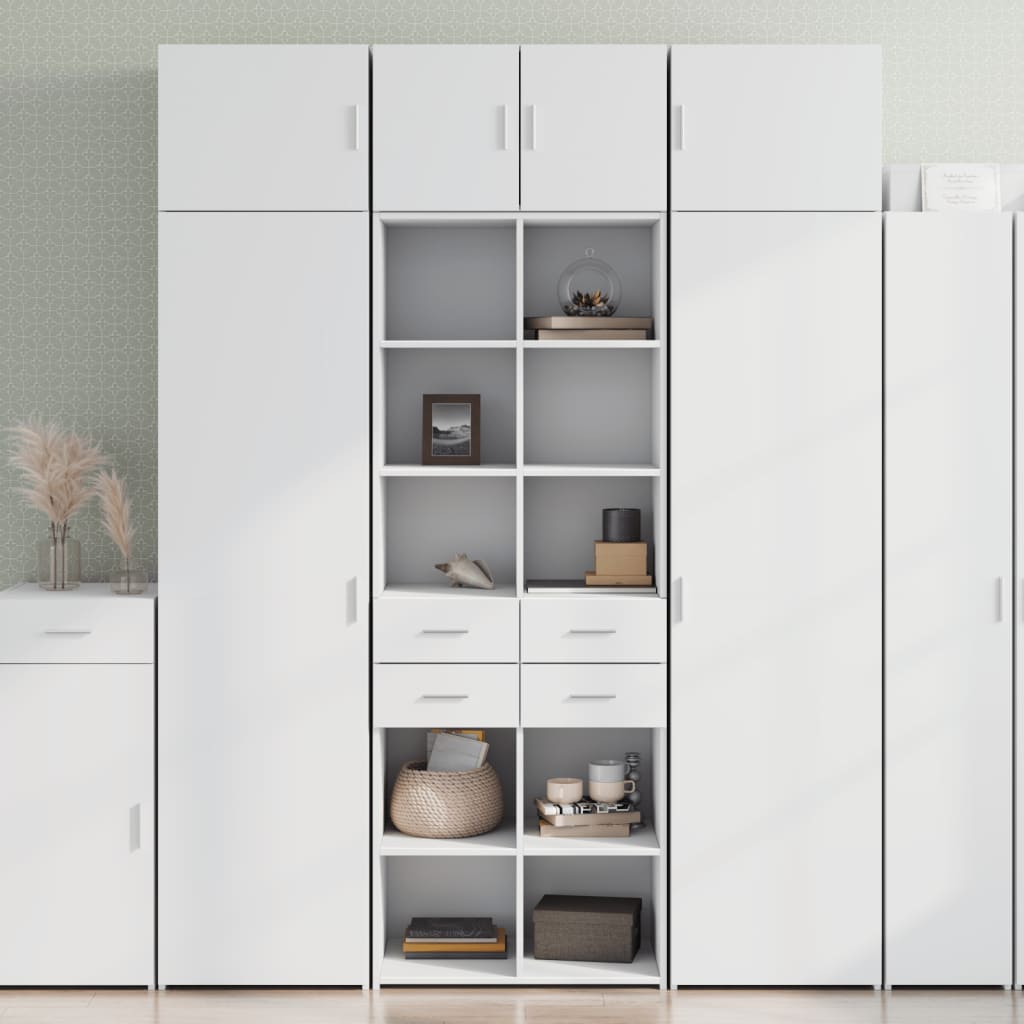 Credenza Bianca 70x42,5x185 Cm In Legno Multistrato
