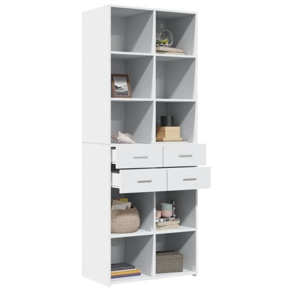 Credenza Bianca 70x42,5x185 Cm In Legno Multistrato - Image 3