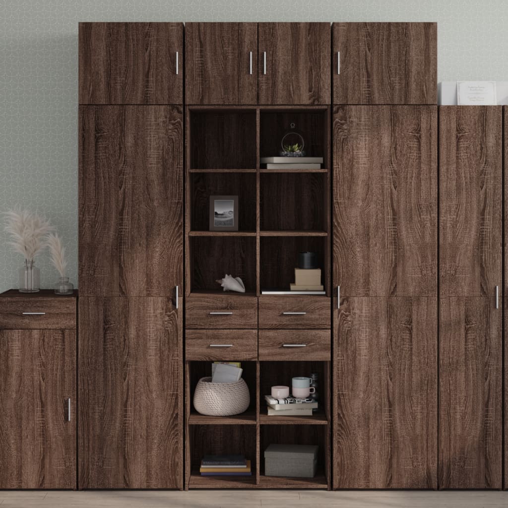 Credenza Rovere Marrone 70x42,5x185 Cm In Legno Multistrato