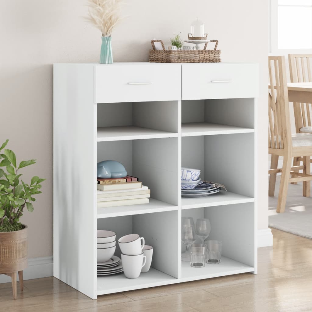 Credenza Bianca 80x42,5x93 Cm In Legno Multistrato