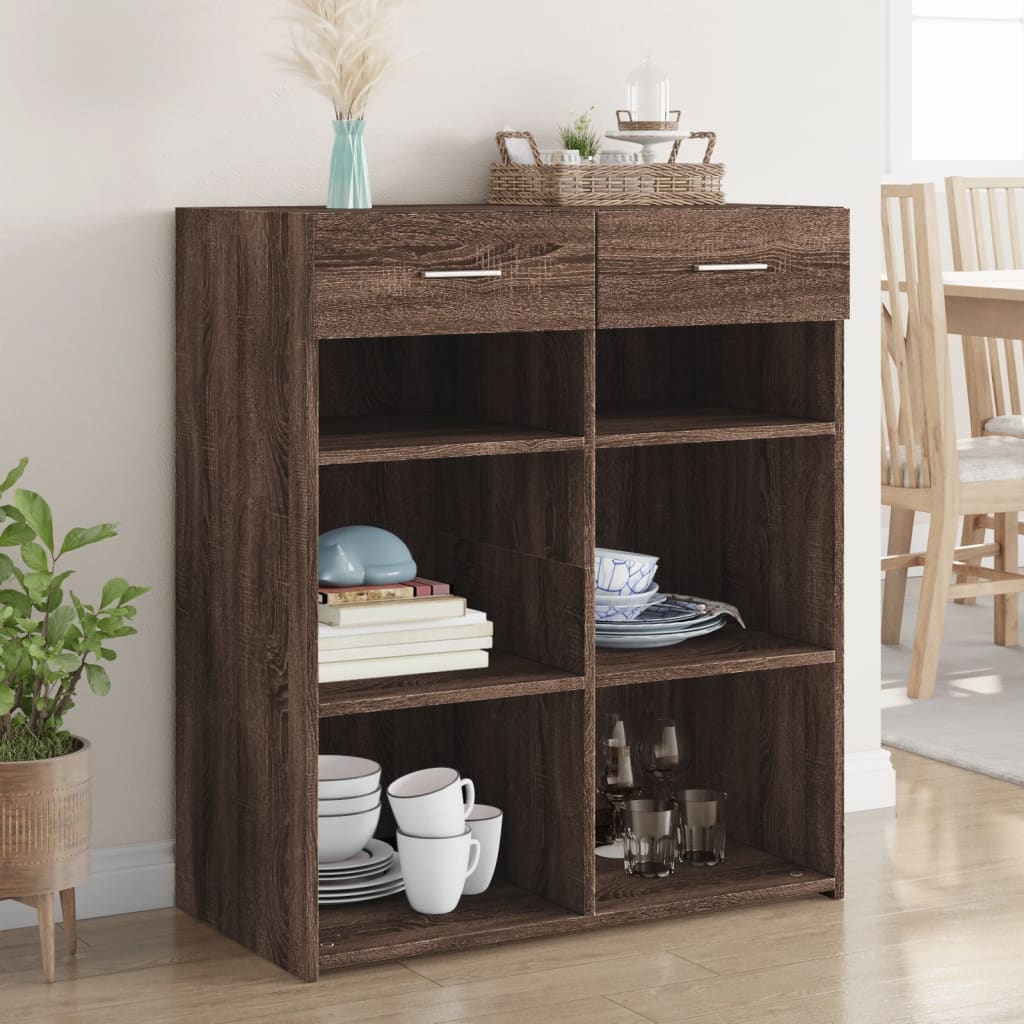 Credenza Rovere Marrone 80x42,5x93 Cm In Legno Multistrato