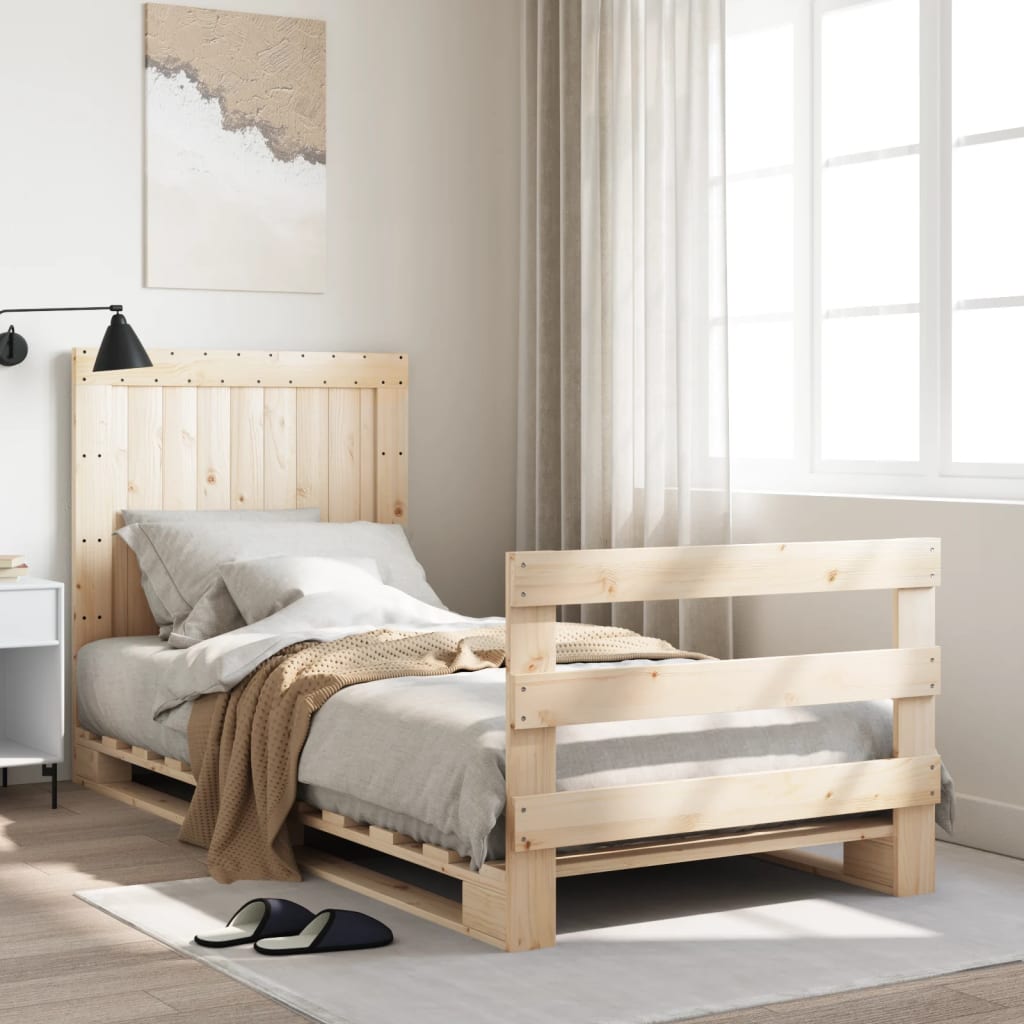 Giroletto Con Testiera 90x200 Cm In Legno Massello Di Pino